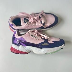 Adidas Falcon Clear Pink Legend Purple athletic shoe sneakers